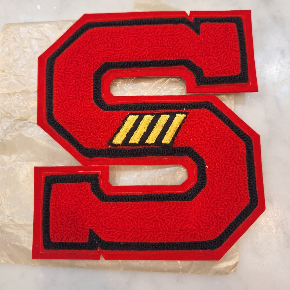 Vintage Varsity Letter Patch Unisex OS Red Chenille Letter S Sports Achievement